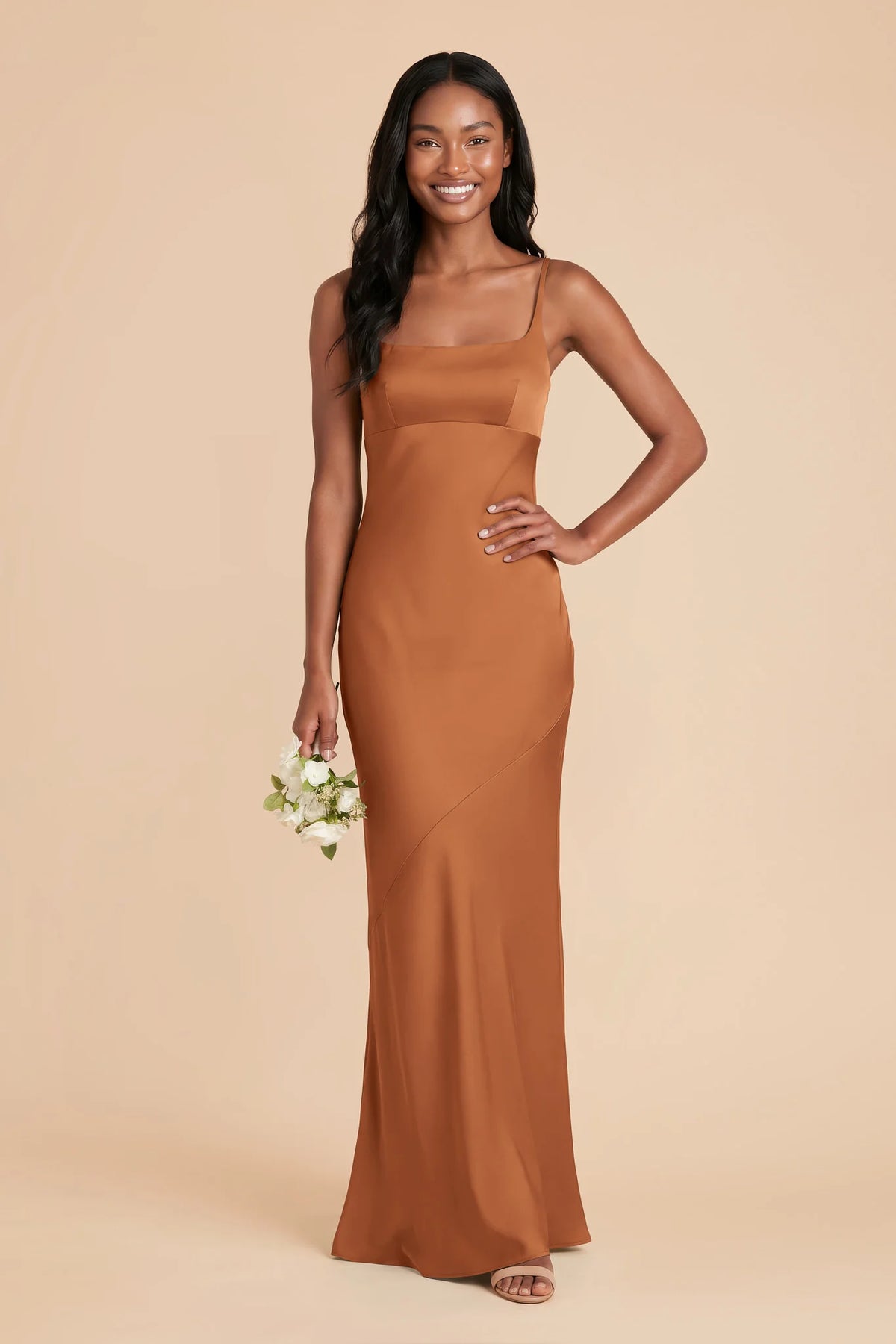 Noelle Rust front view bridesmaid dress