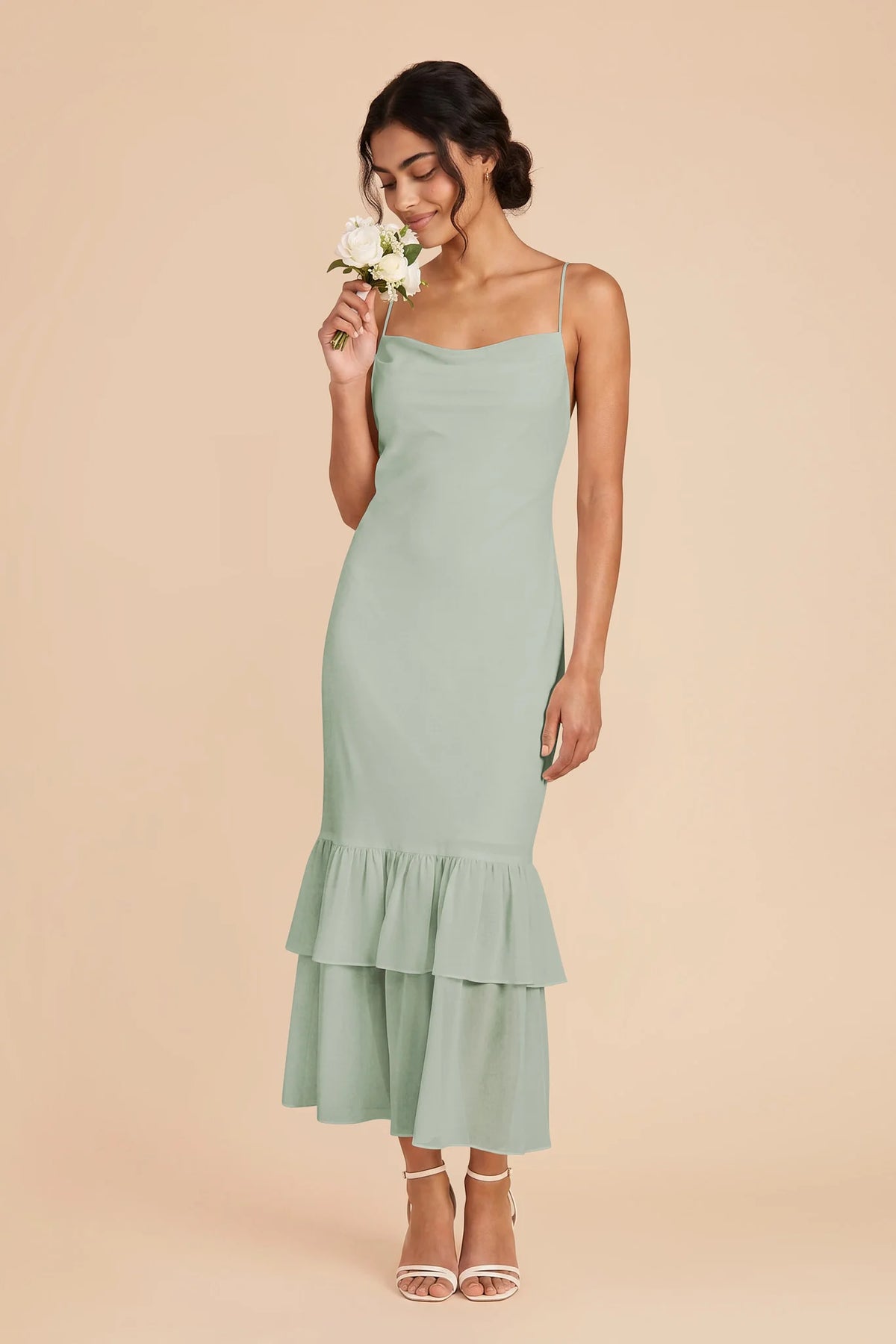 Liora Sage front view bridesmaid dress
