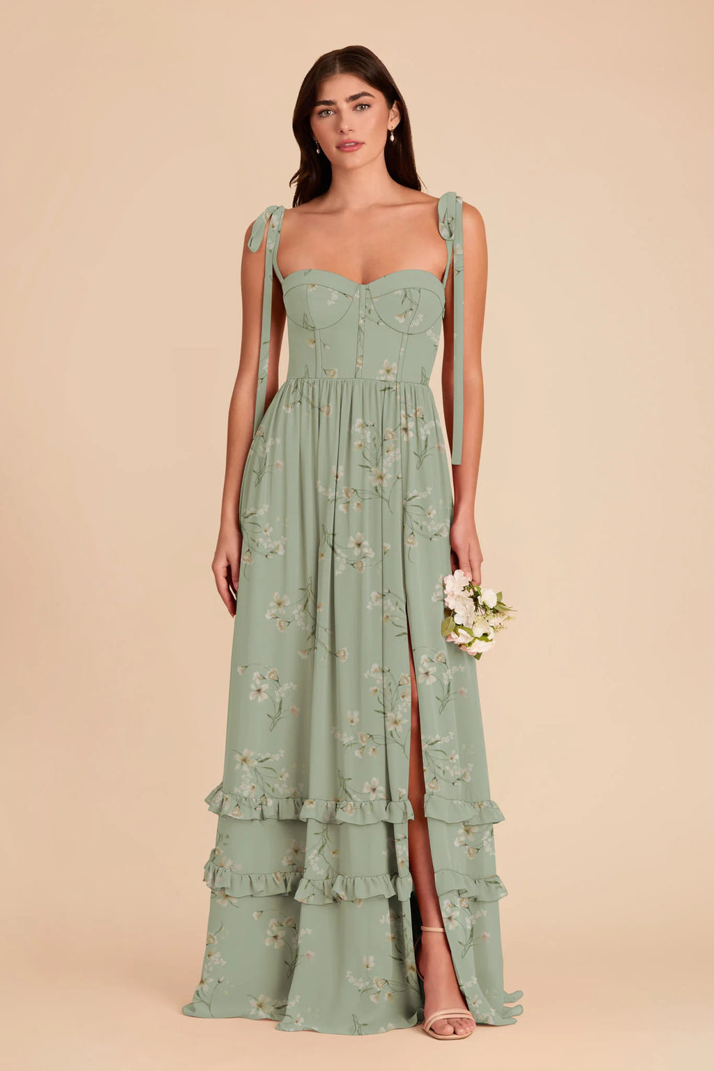 Daphne Sage Le Fleur front view bridesmaid dress
