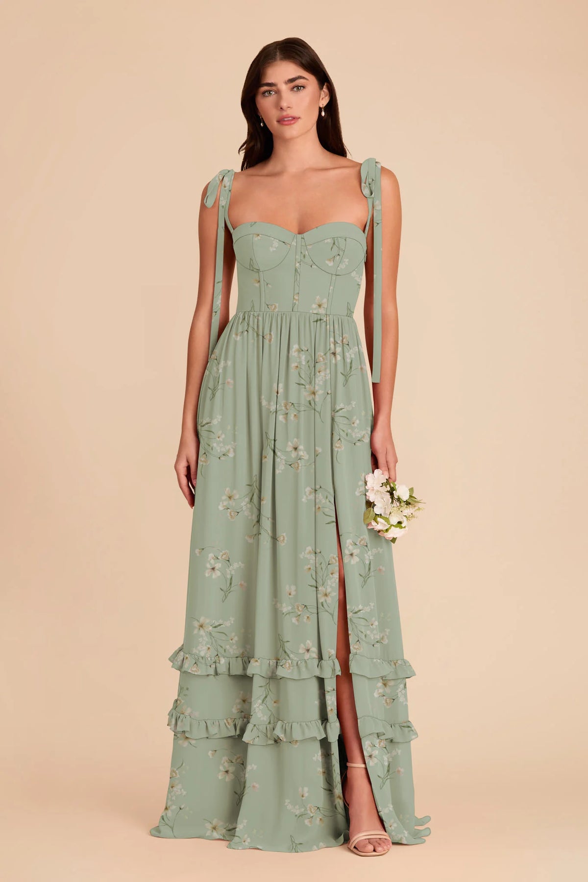 Daphne Sage Le Fleur front view bridesmaid dress