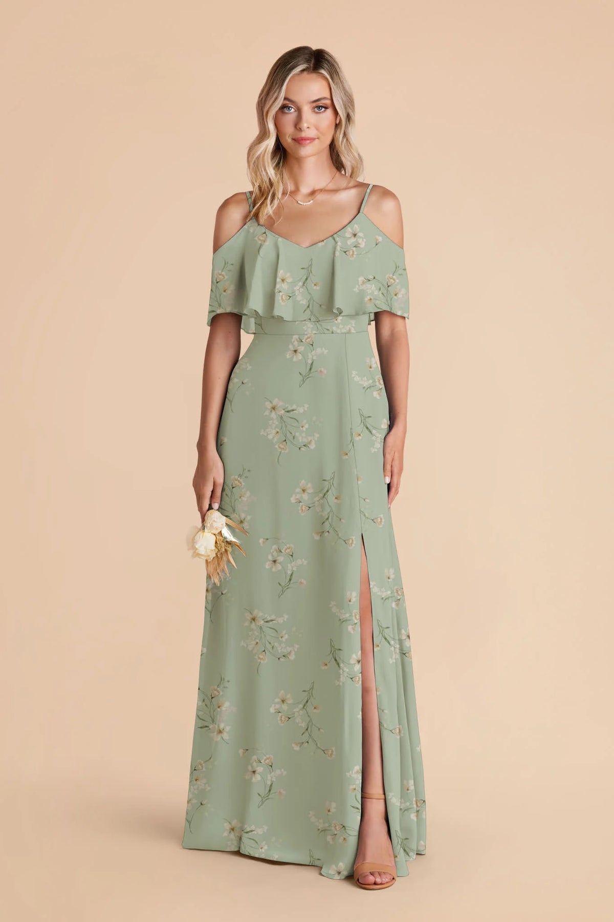 Genevieve Sage Le Fleur front view bridesmaid dress