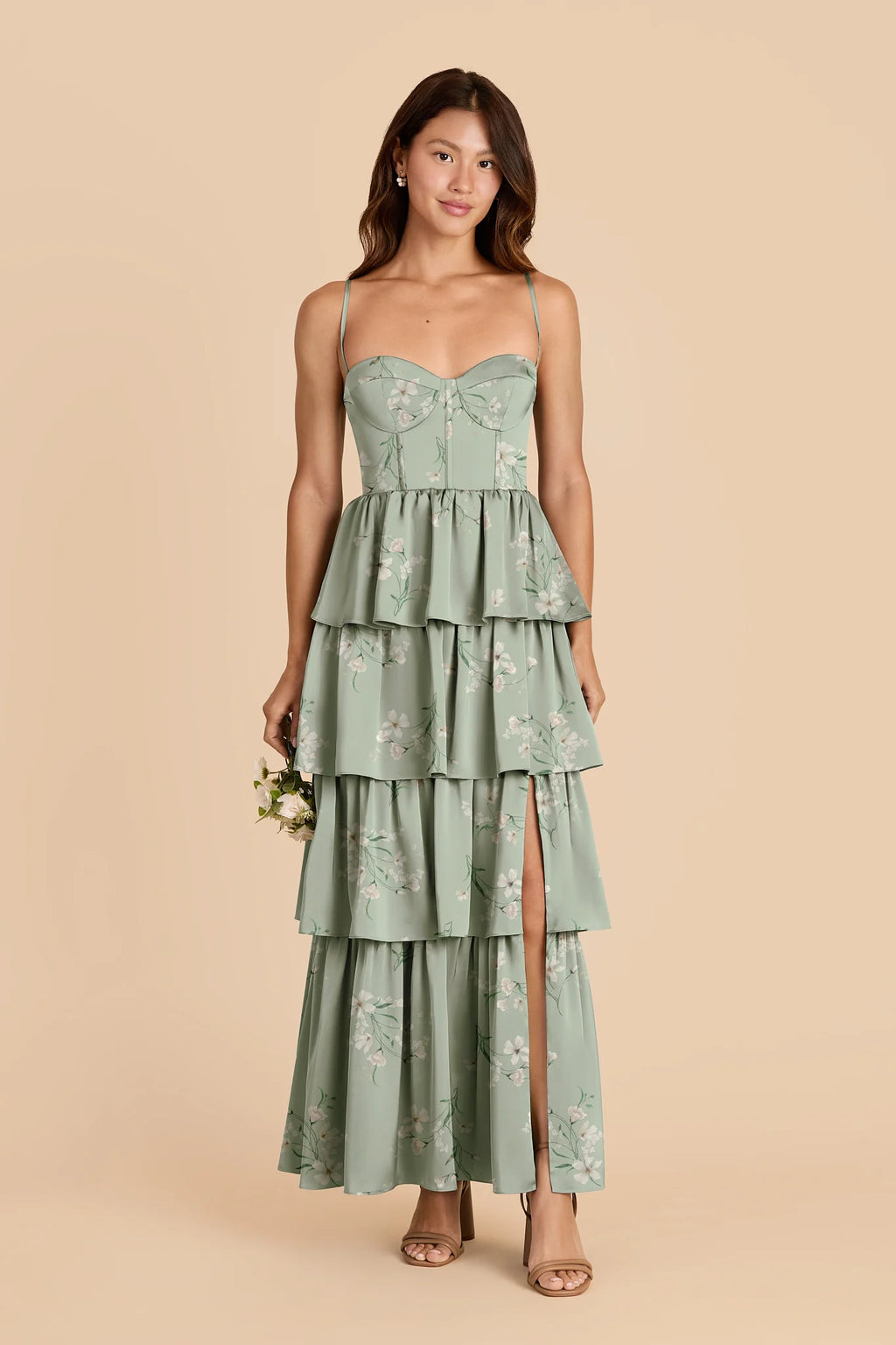 Calista Sage Le Fleur front view bridesmaid dress