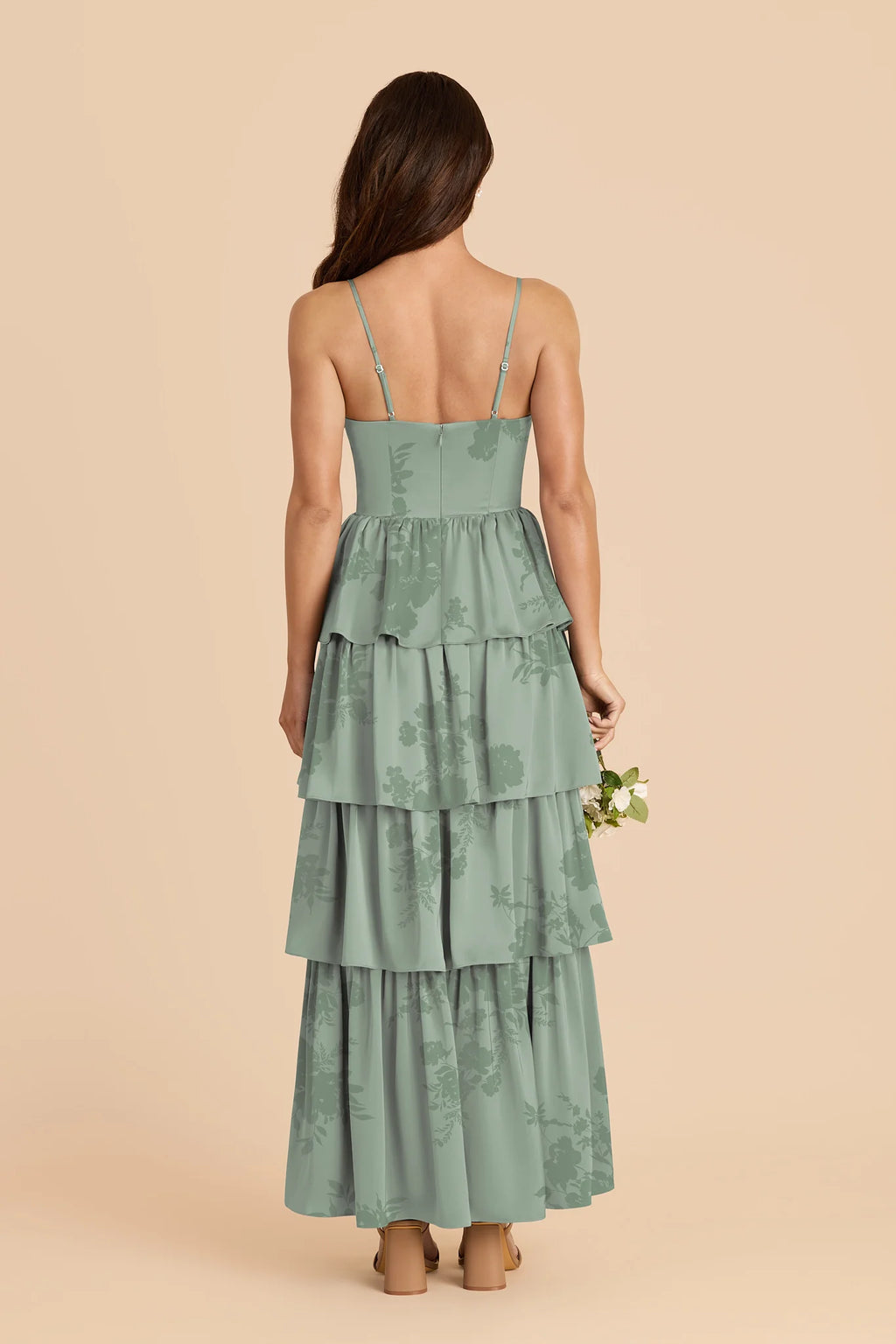 Calista Sage Whimsical Blooms back view bridesmaid dress