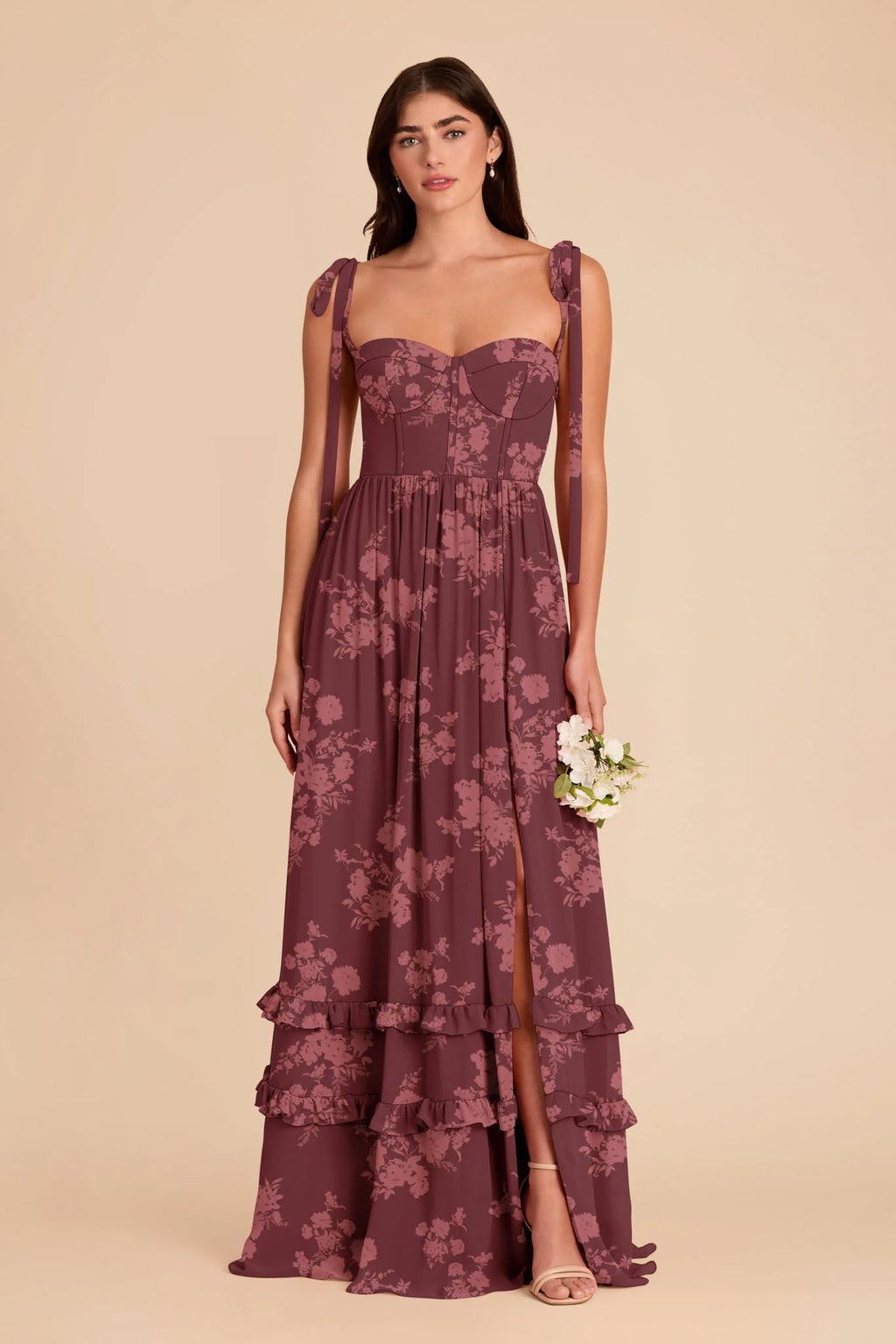 Daphne Sangria Whimsical Blooms front view bridesmaid dress
