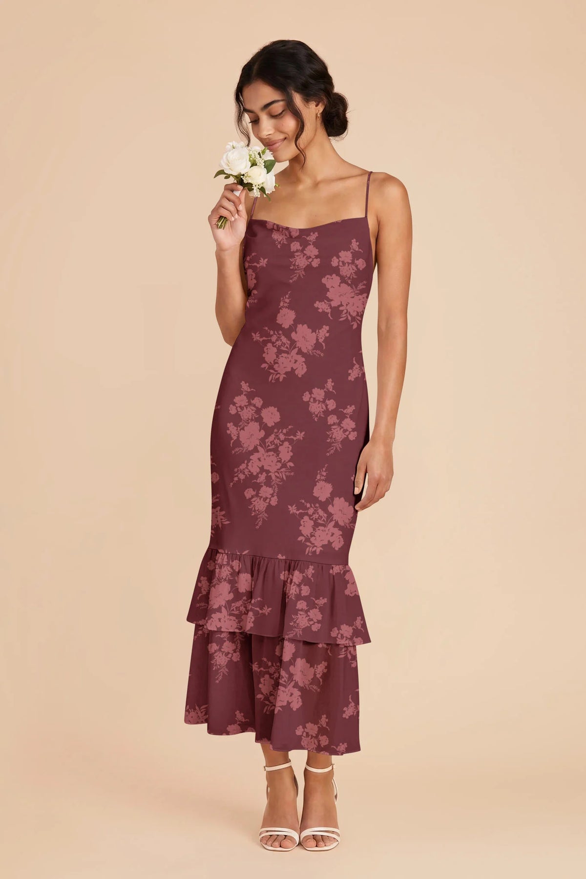 Liora Sangria Whimsical Blooms front view bridesmaid dress
