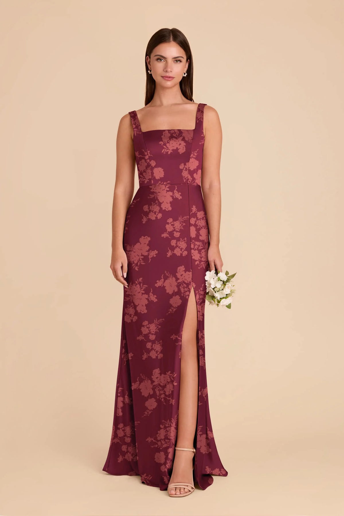 Elowen Sangria Whimsical Blooms front view bridesmaid dress