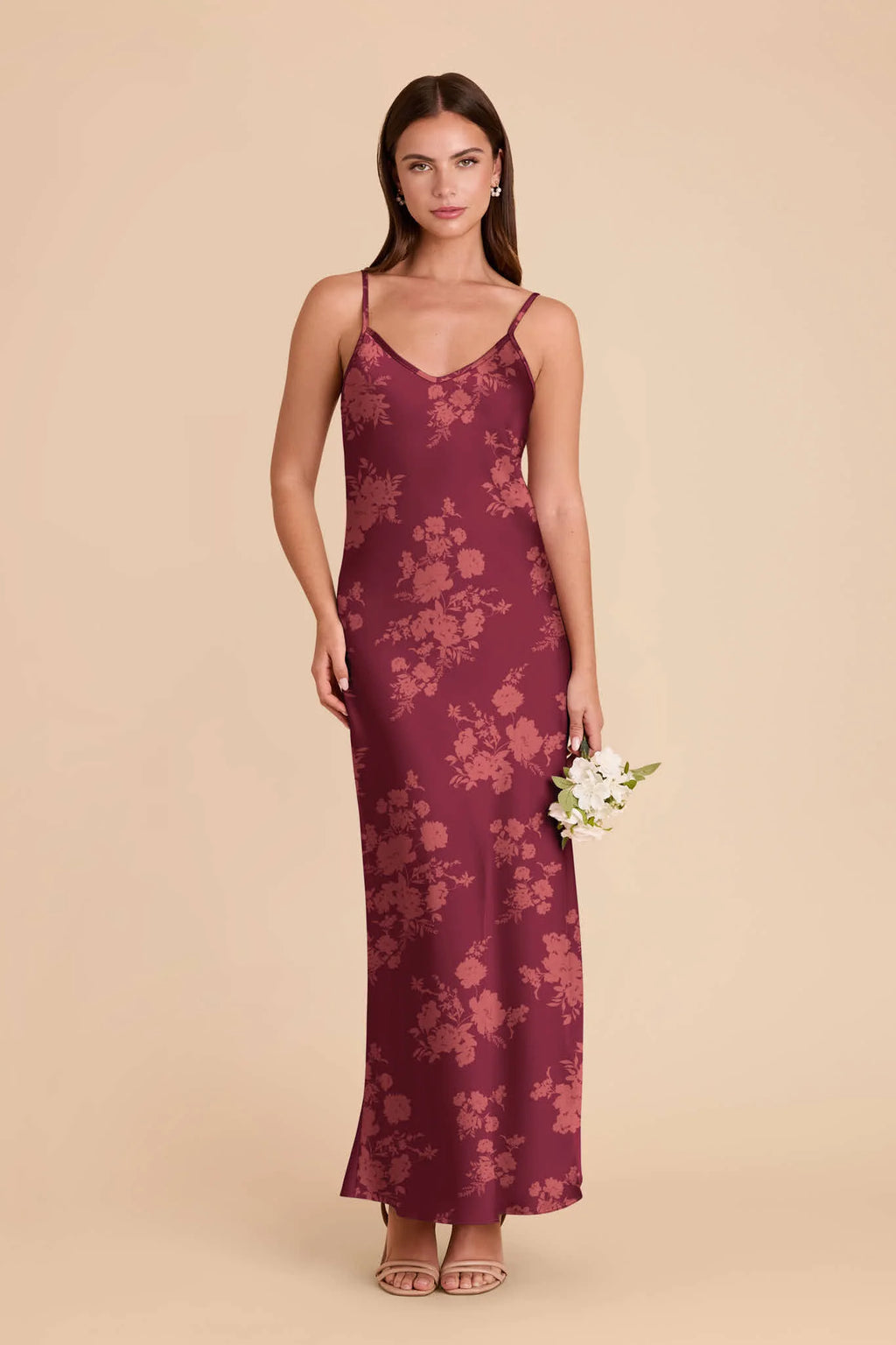 Amara Sangria Whimsical Blooms front view bridesmaid dress