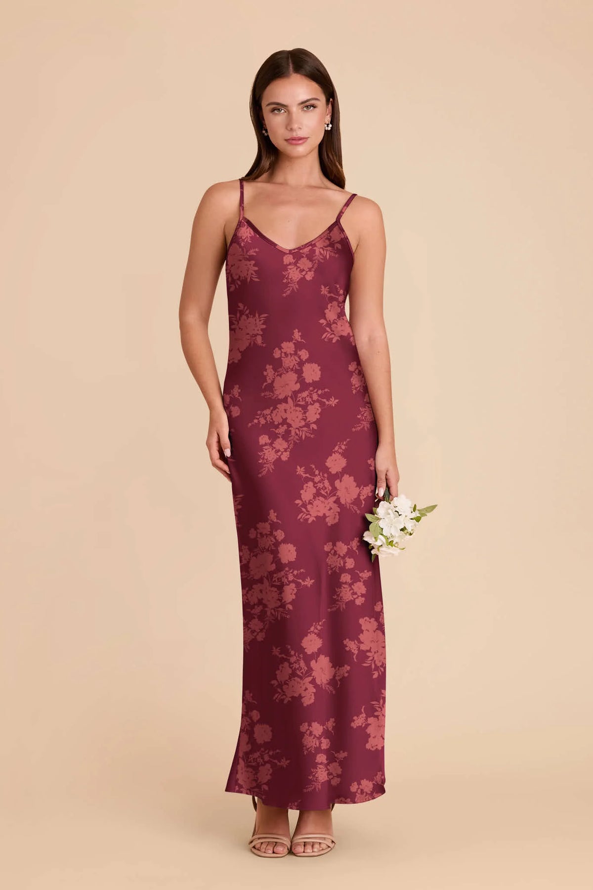 Amara Sangria Whimsical Blooms front view bridesmaid dress