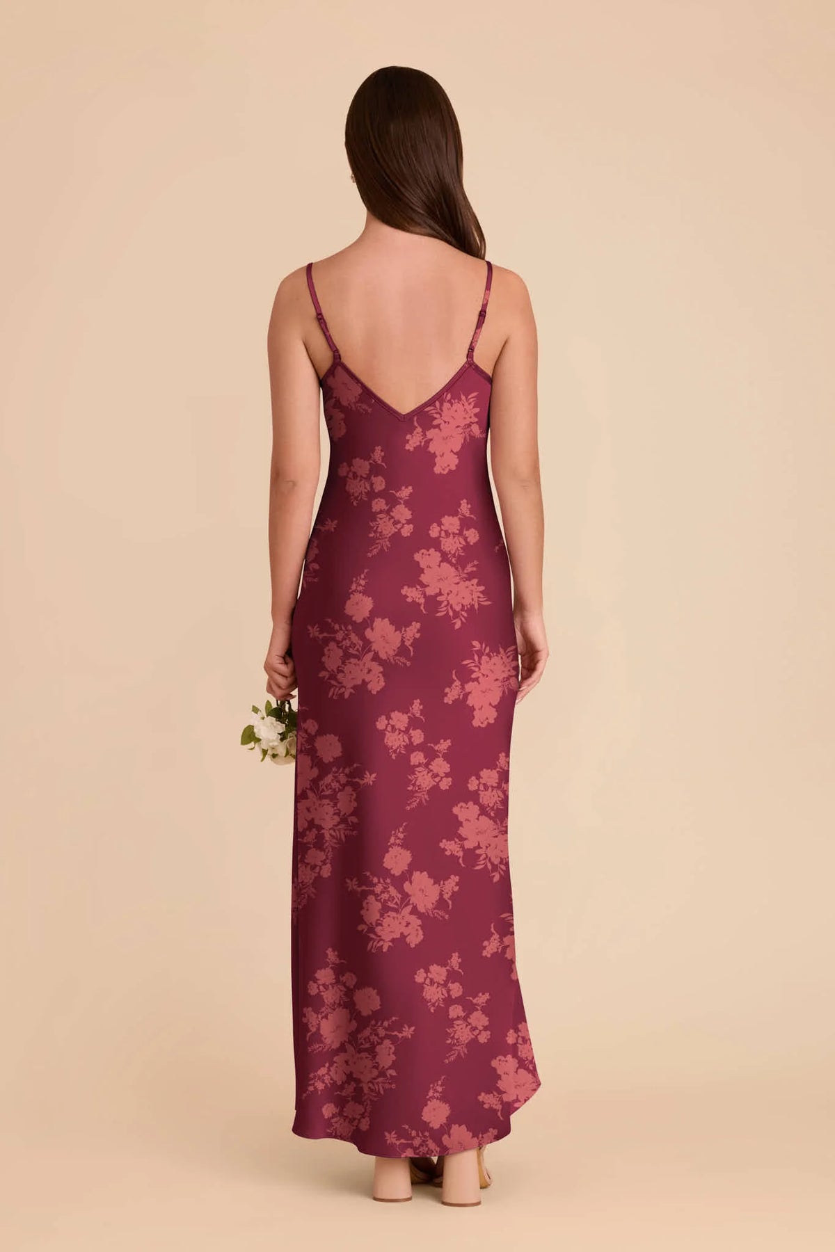 Amara Sangria Whimsical Blooms back view bridesmaid dress