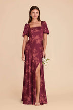 Selene Sangria Whimsical Blooms front view bridesmaid dress