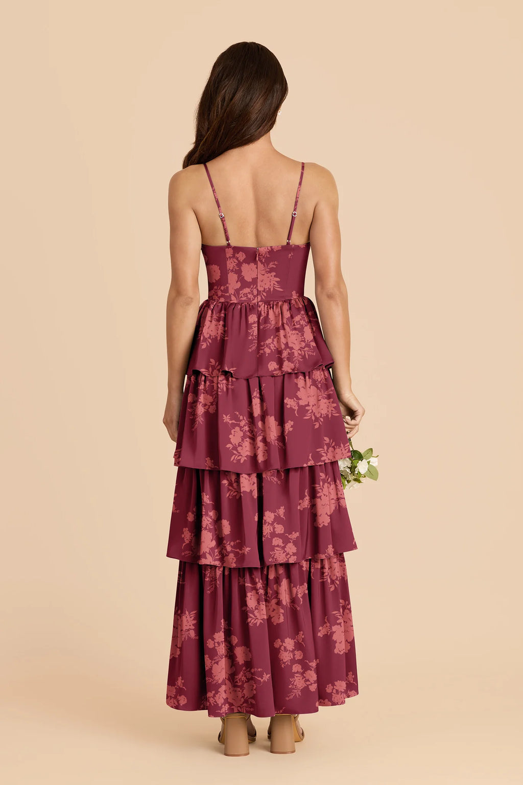 Calista Sangria Whimsical Blooms back view bridesmaid dress