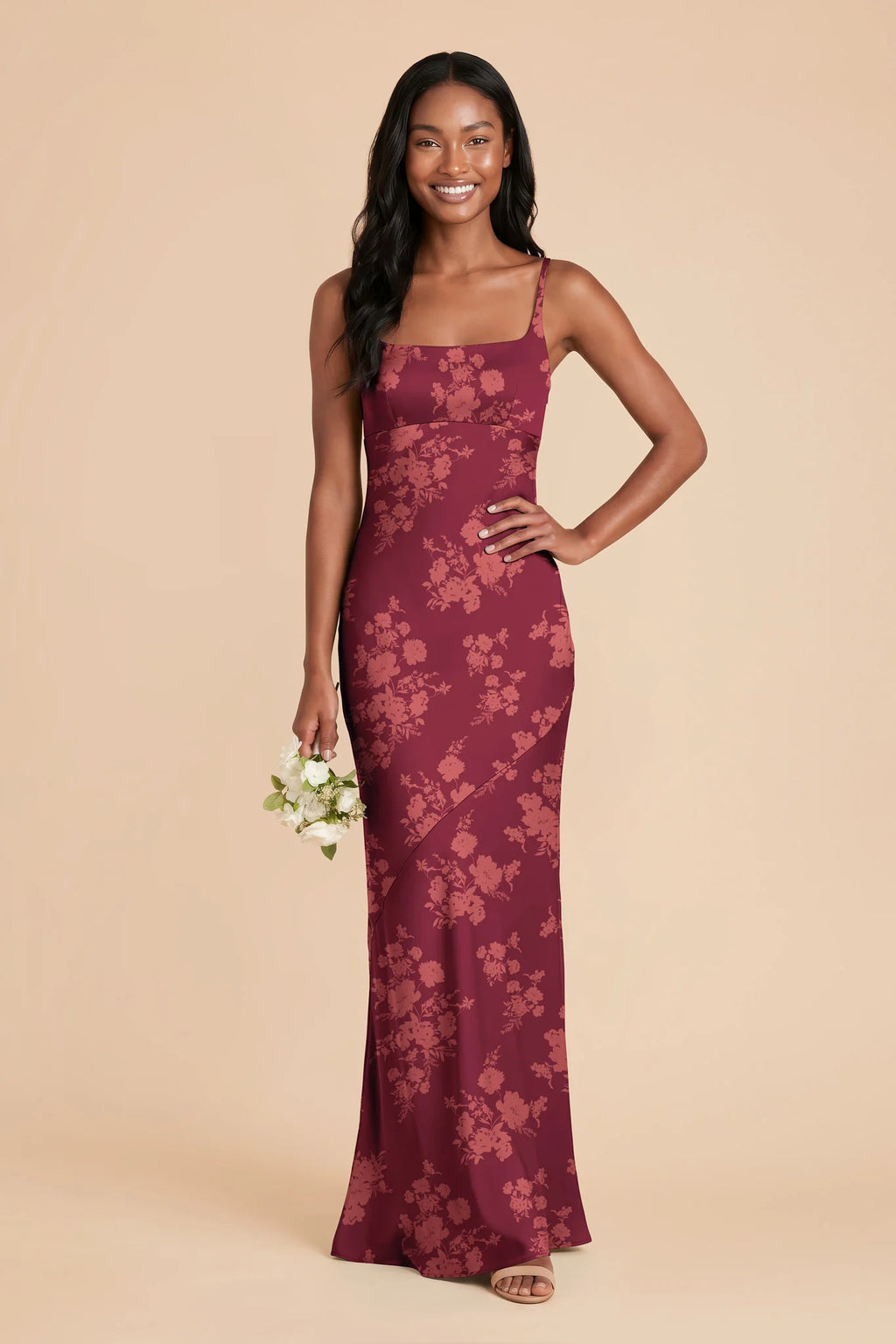 Noelle Sangria Whimsical Blooms front view bridesmaid dress