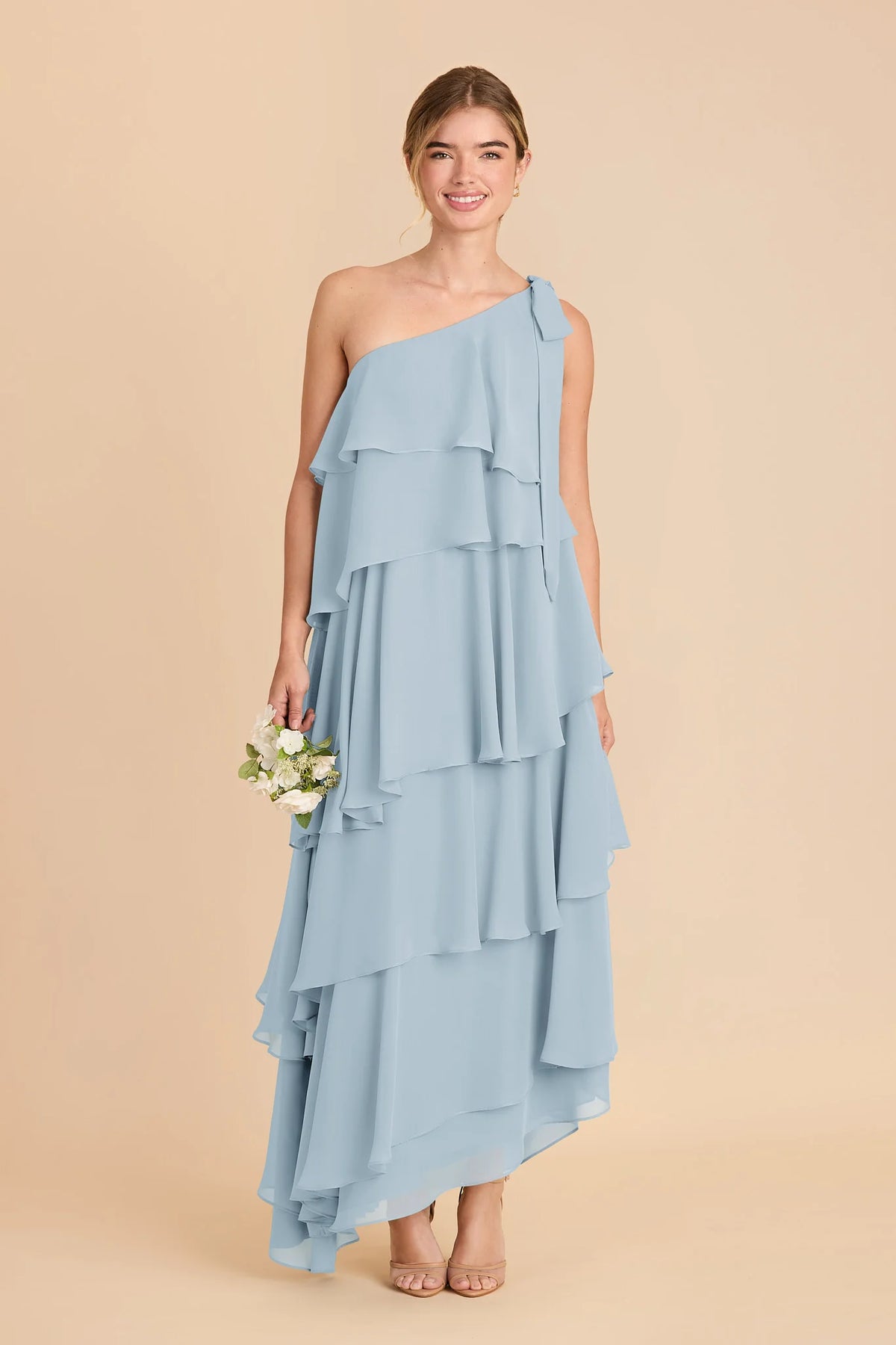 Marisol Sky Blue front view bridesmaid dress