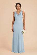 Odette Sky Blue front view bridesmaid dress