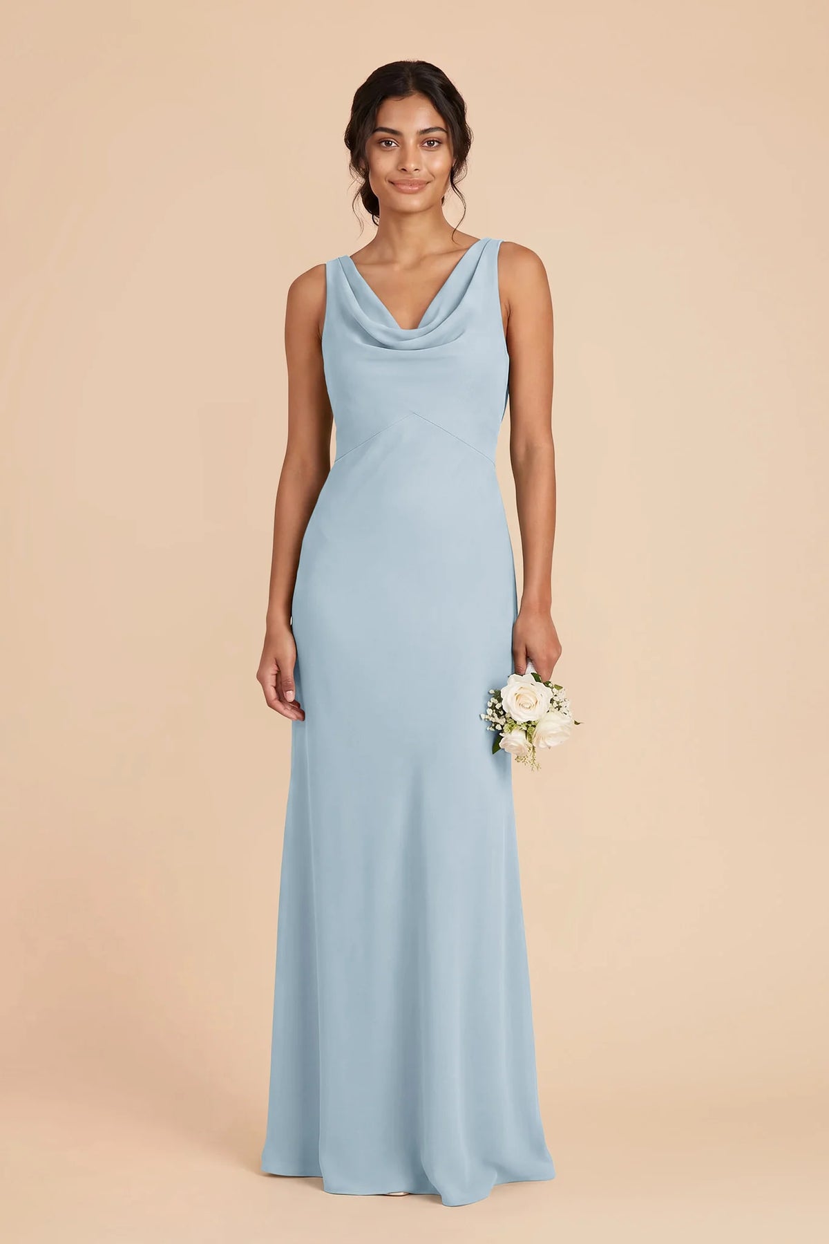 Odette Sky Blue front view bridesmaid dress