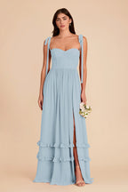 Daphne Sky Blue front view bridesmaid dress