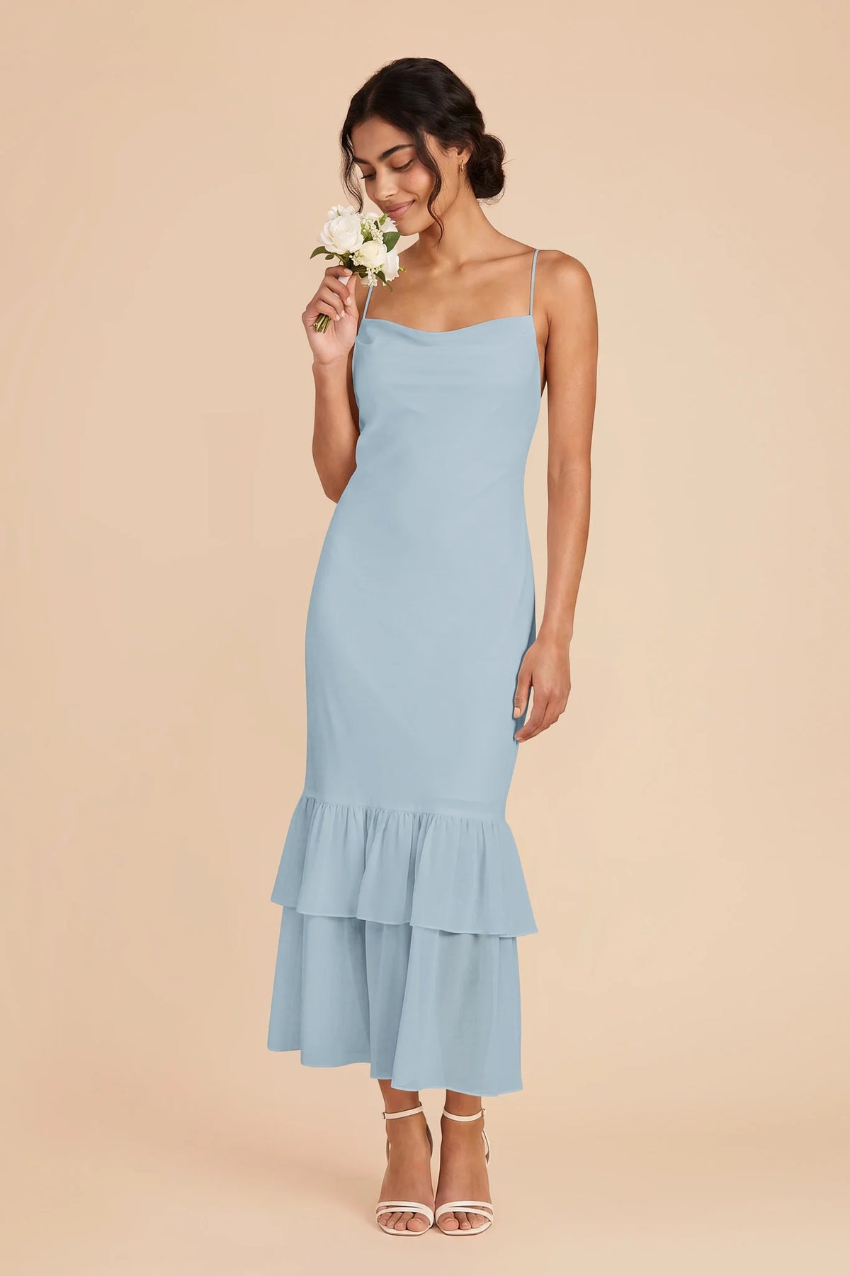 Liora Sky Blue front view bridesmaid dress