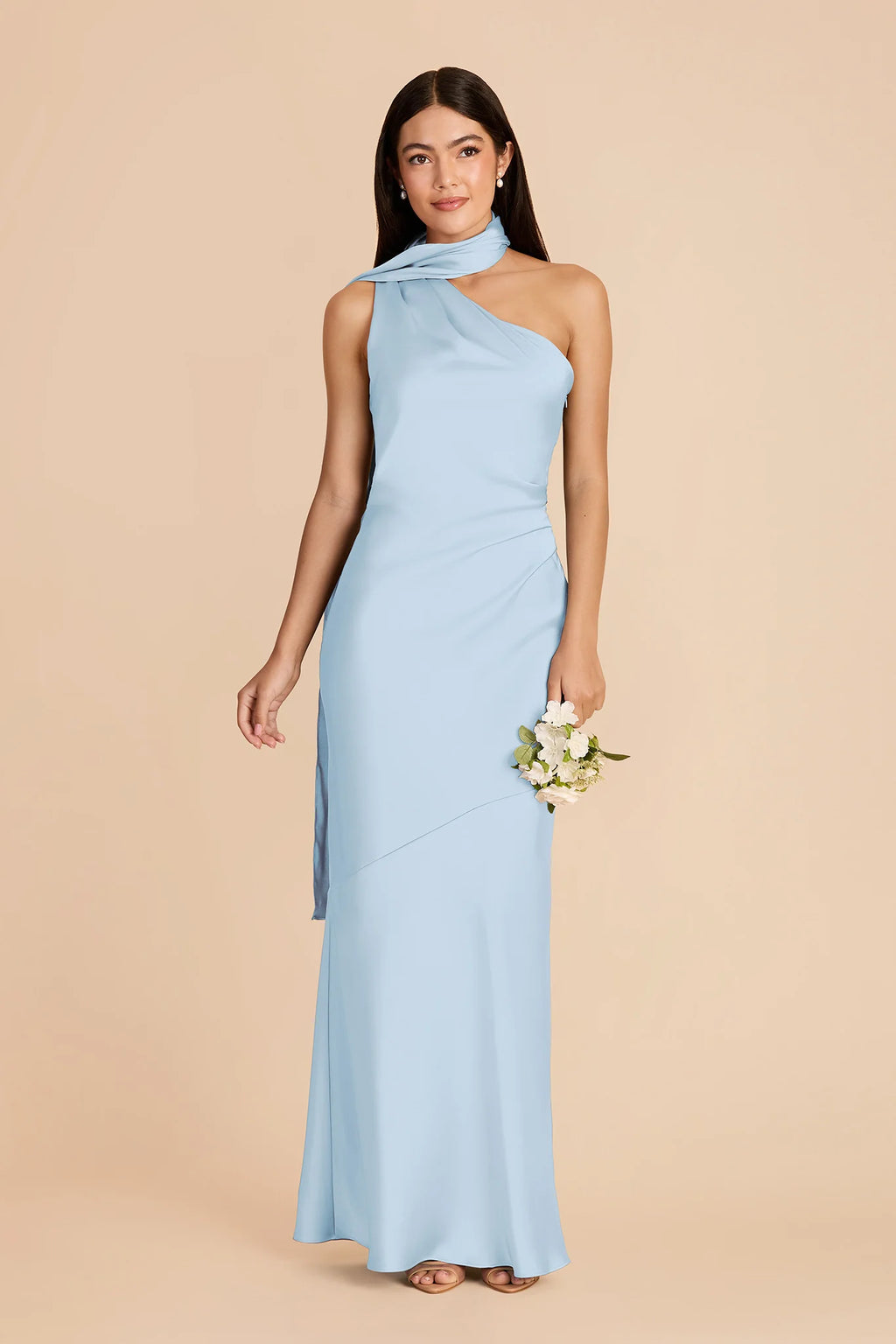 Ariadne Sky Blue front view bridesmaid dress