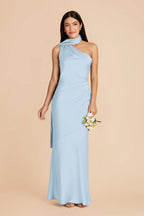 Ariadne Sky Blue front view bridesmaid dress