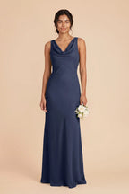 Odette Slate Blue front view bridesmaid dress