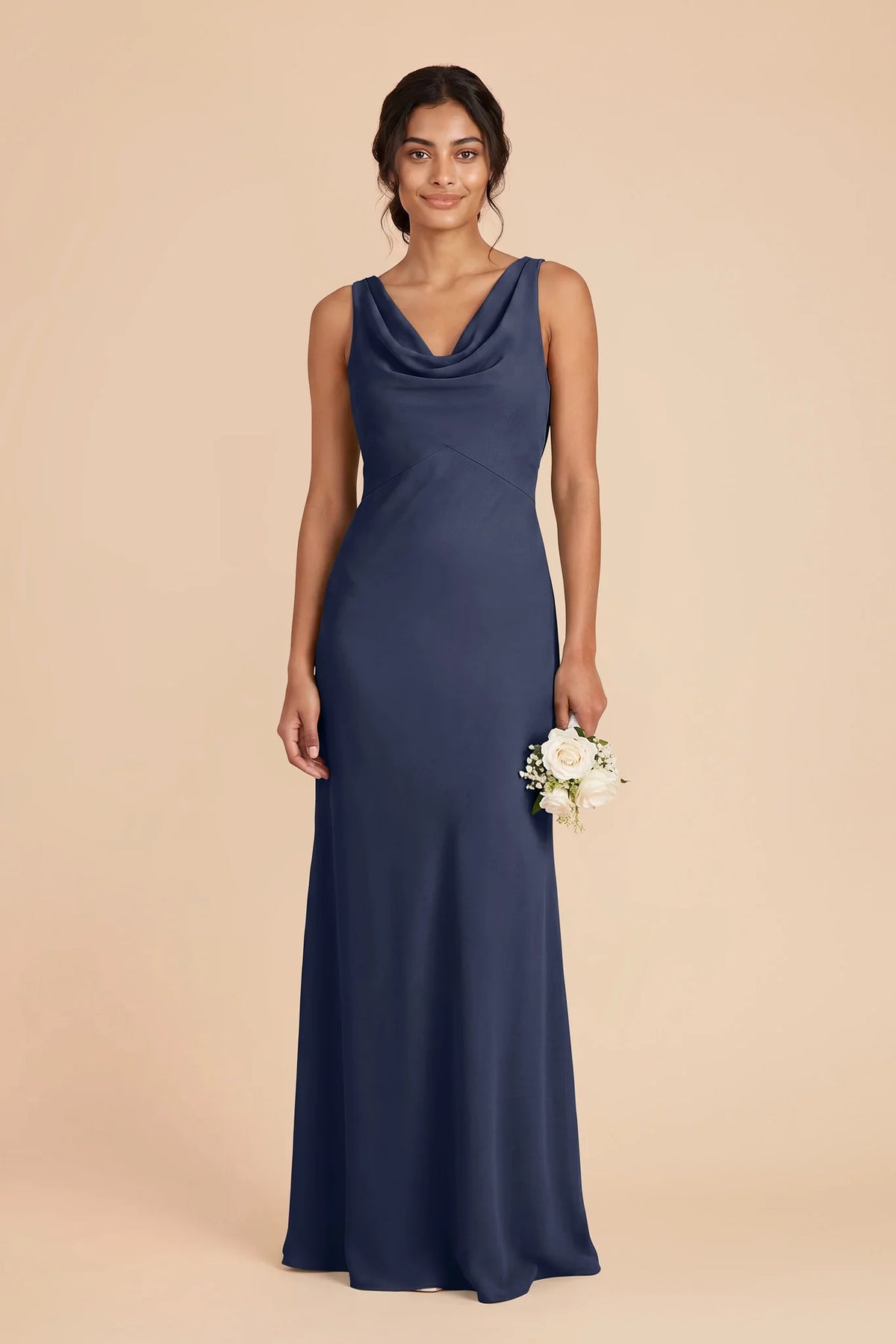 Odette Slate Blue front view bridesmaid dress