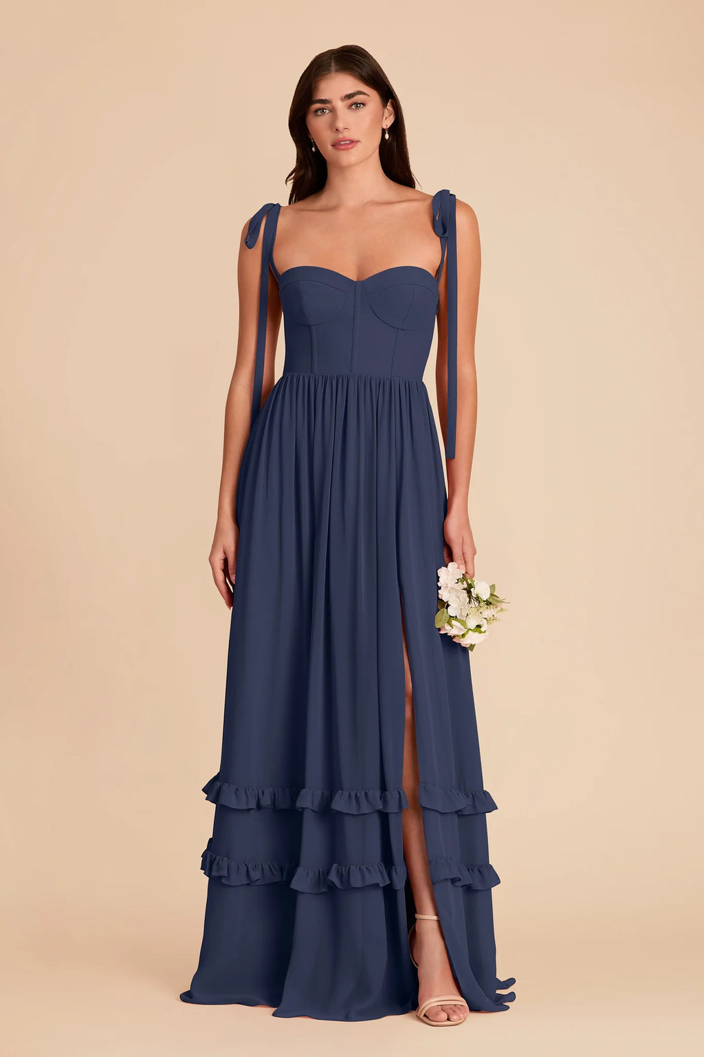 Daphne Slate Blue front view bridesmaid dress