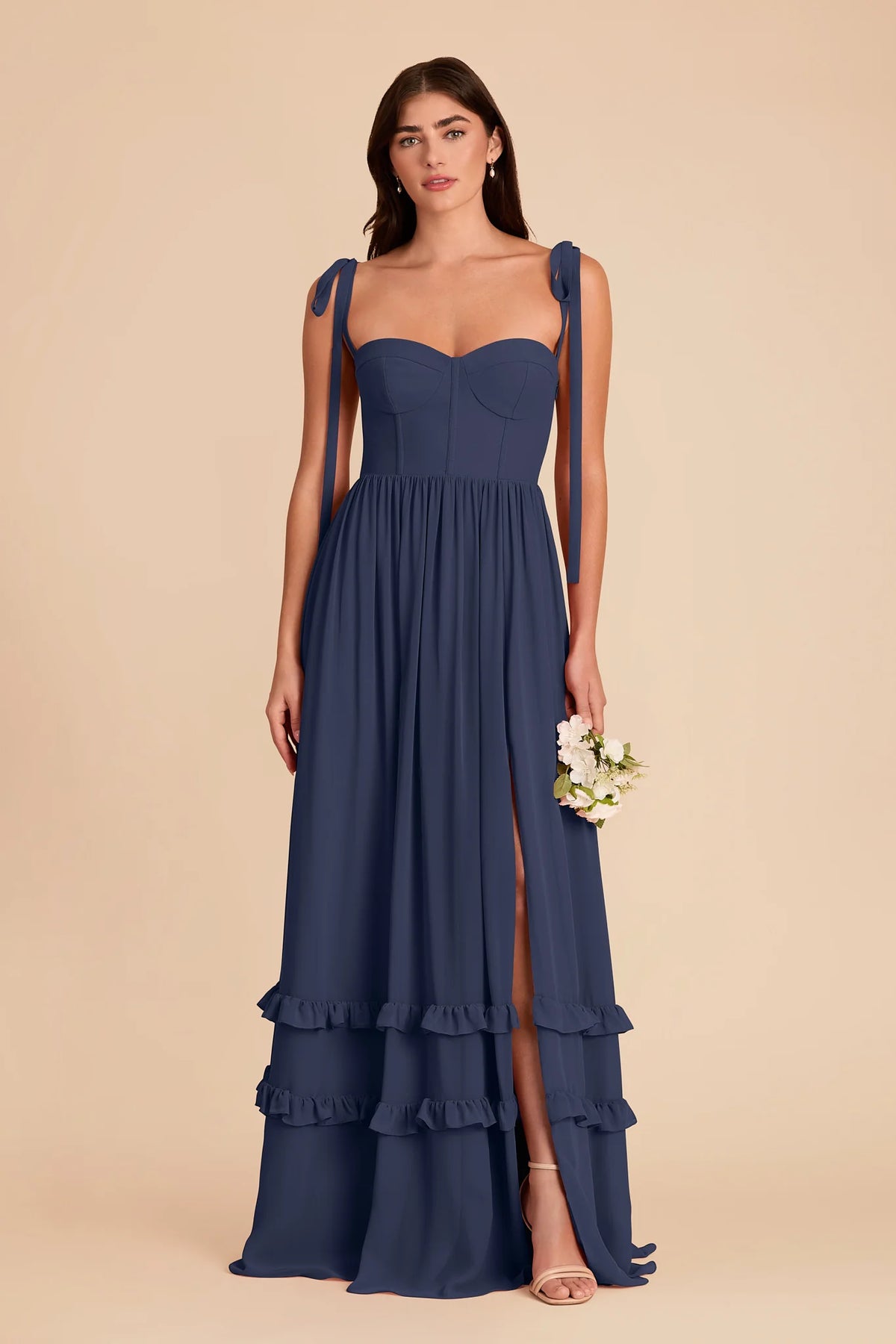 Daphne Slate Blue front view bridesmaid dress