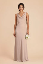 Odette Taupe front view bridesmaid dress