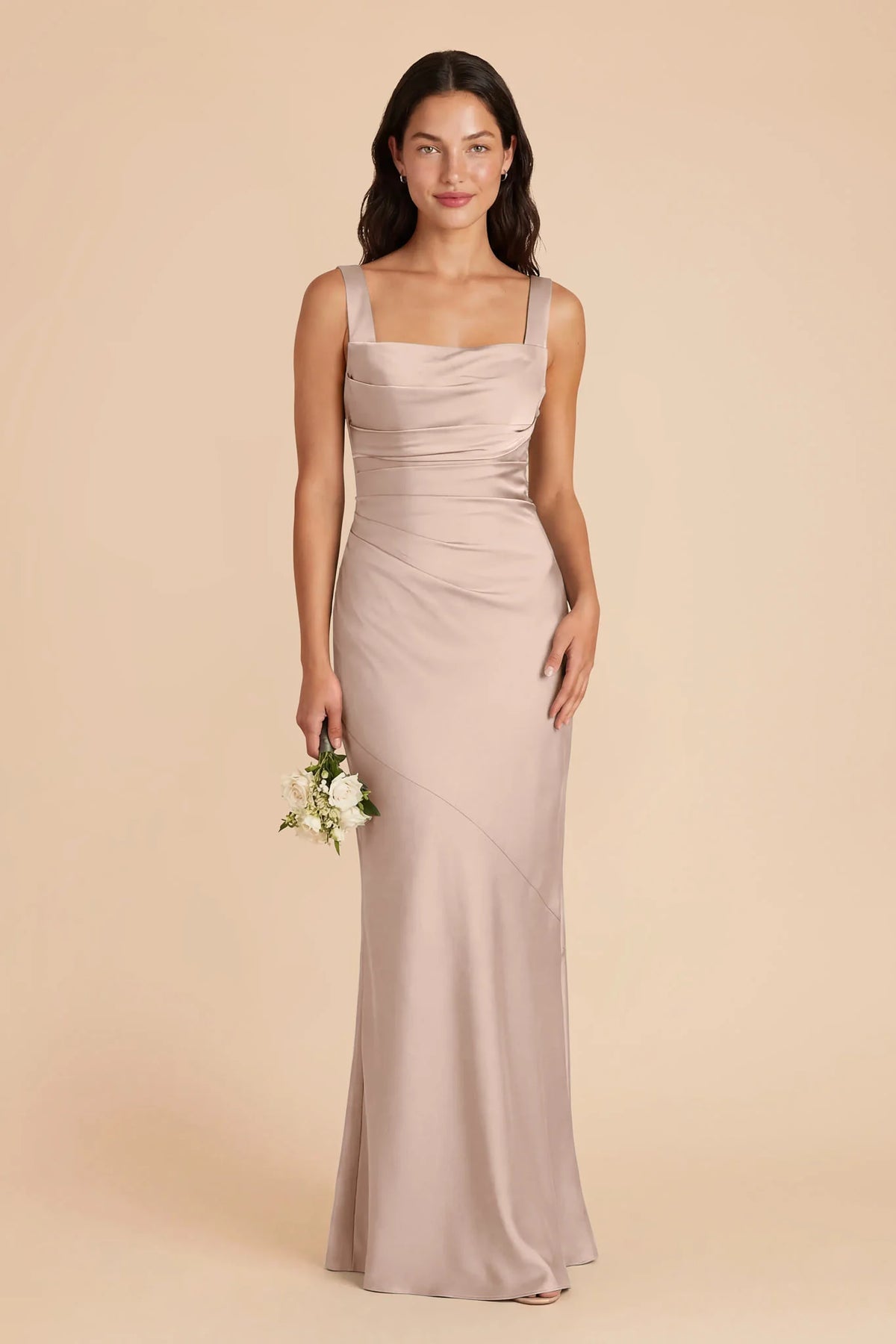 Colette Taupe front view bridesmaid dress