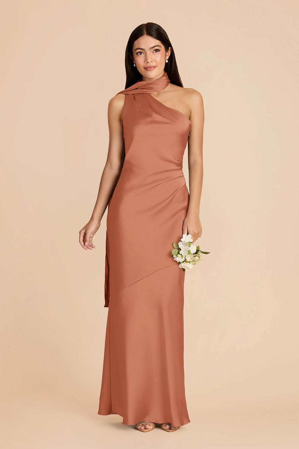 Ariadne Terracotta front view bridesmaid dress