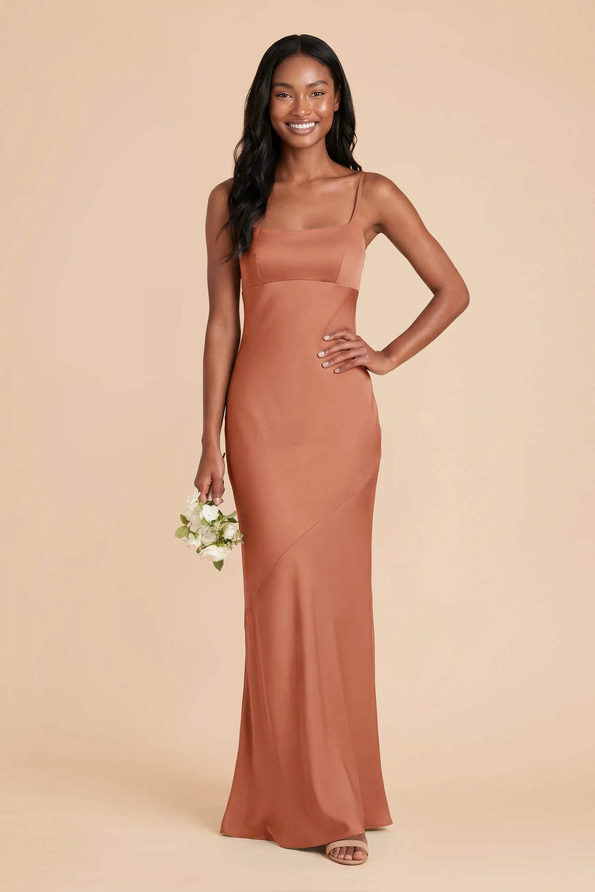 Noelle Terracotta front view bridesmaid dress