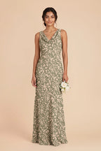 Odette Thyme Dreamy Floral front view bridesmaid dress