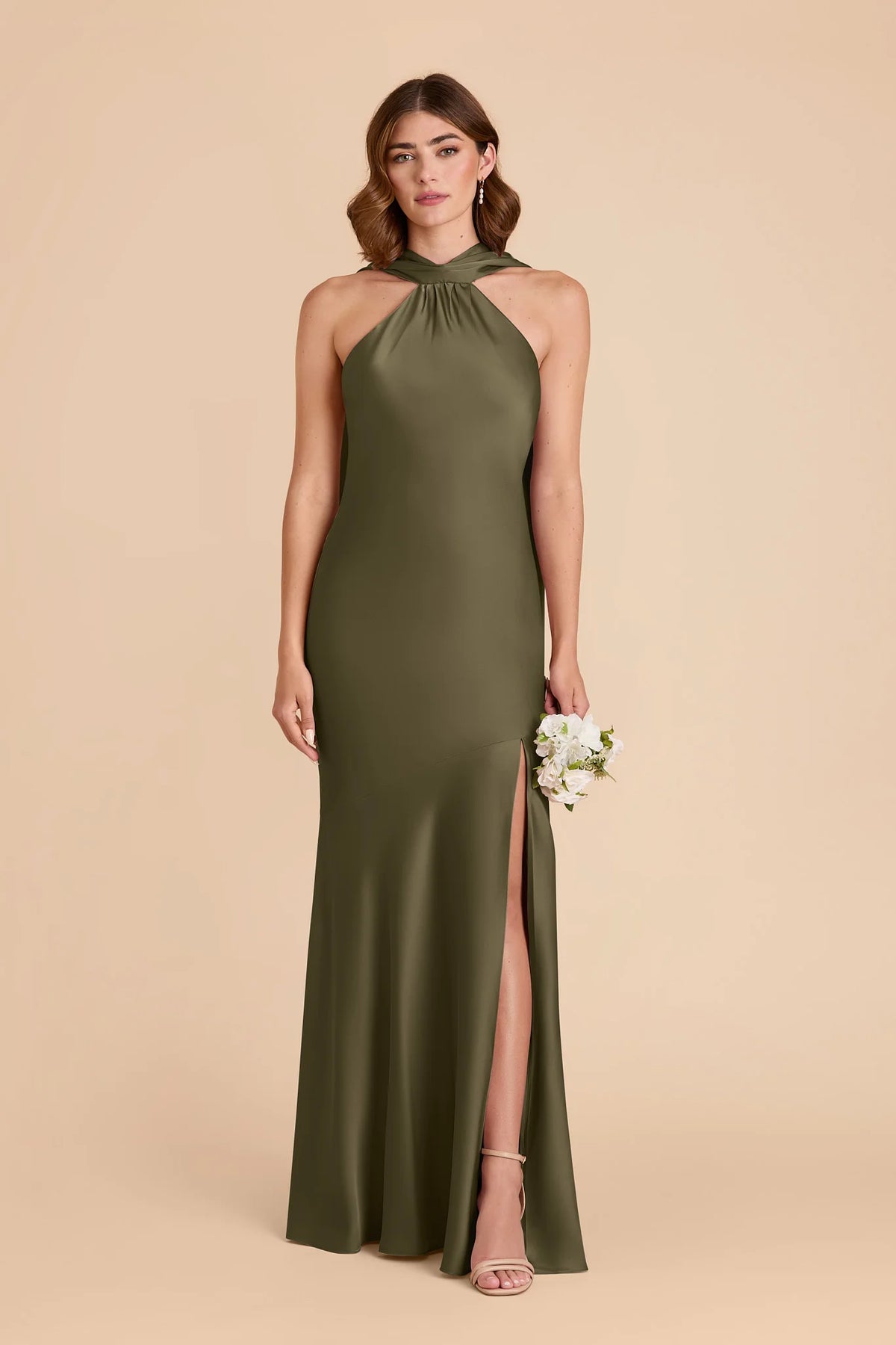 Camille Thyme front view bridesmaid dress
