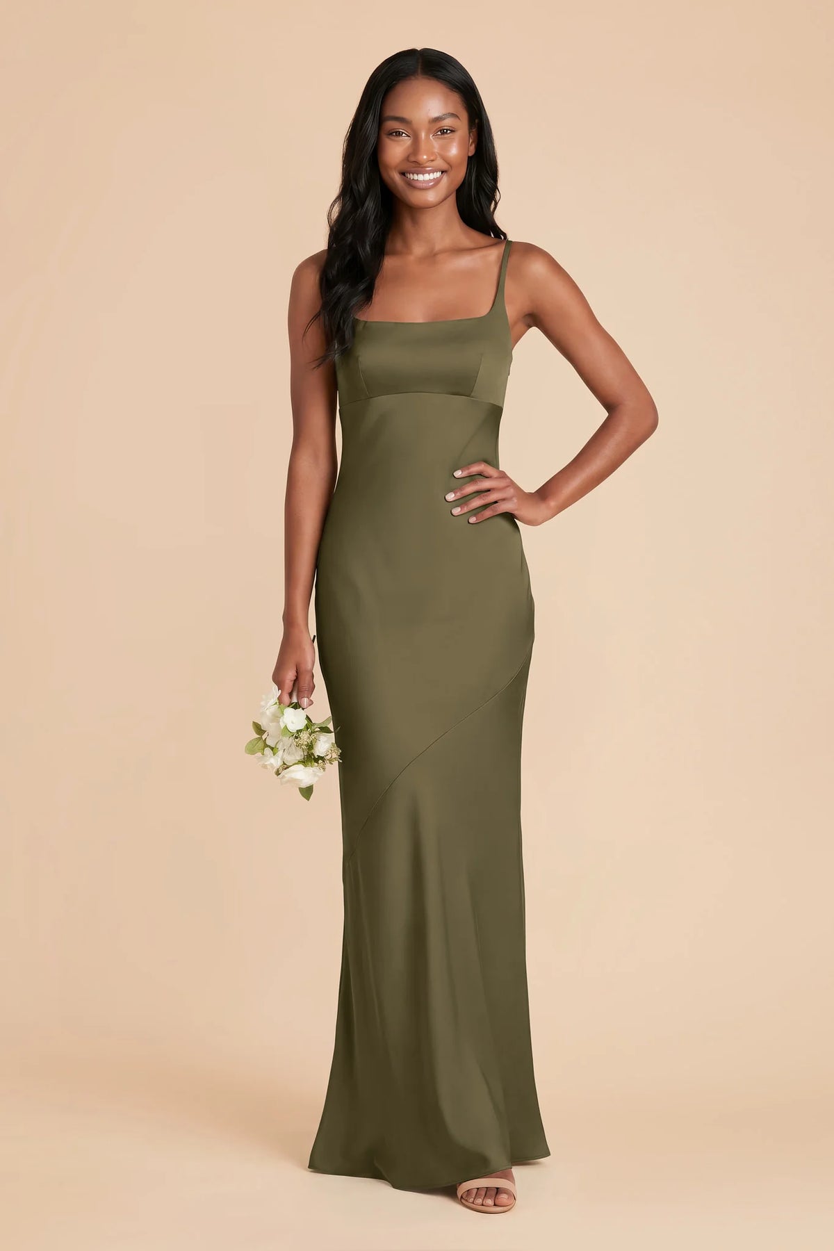 Noelle Thyme front view bridesmaid dress