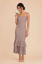Liora Toffee front view bridesmaid dress