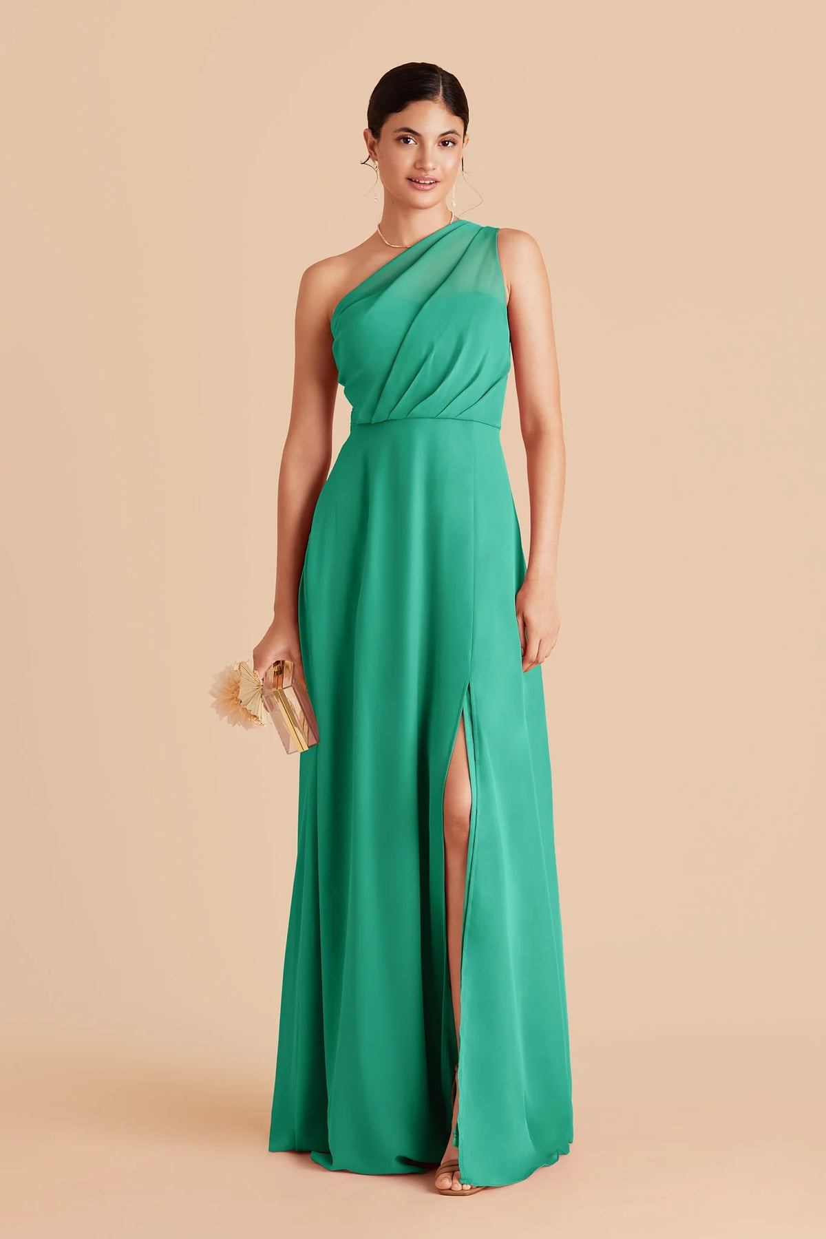 Celine Turquoise front view bridesmaid dress