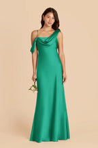 Thalia Turquoise front view bridesmaid dress