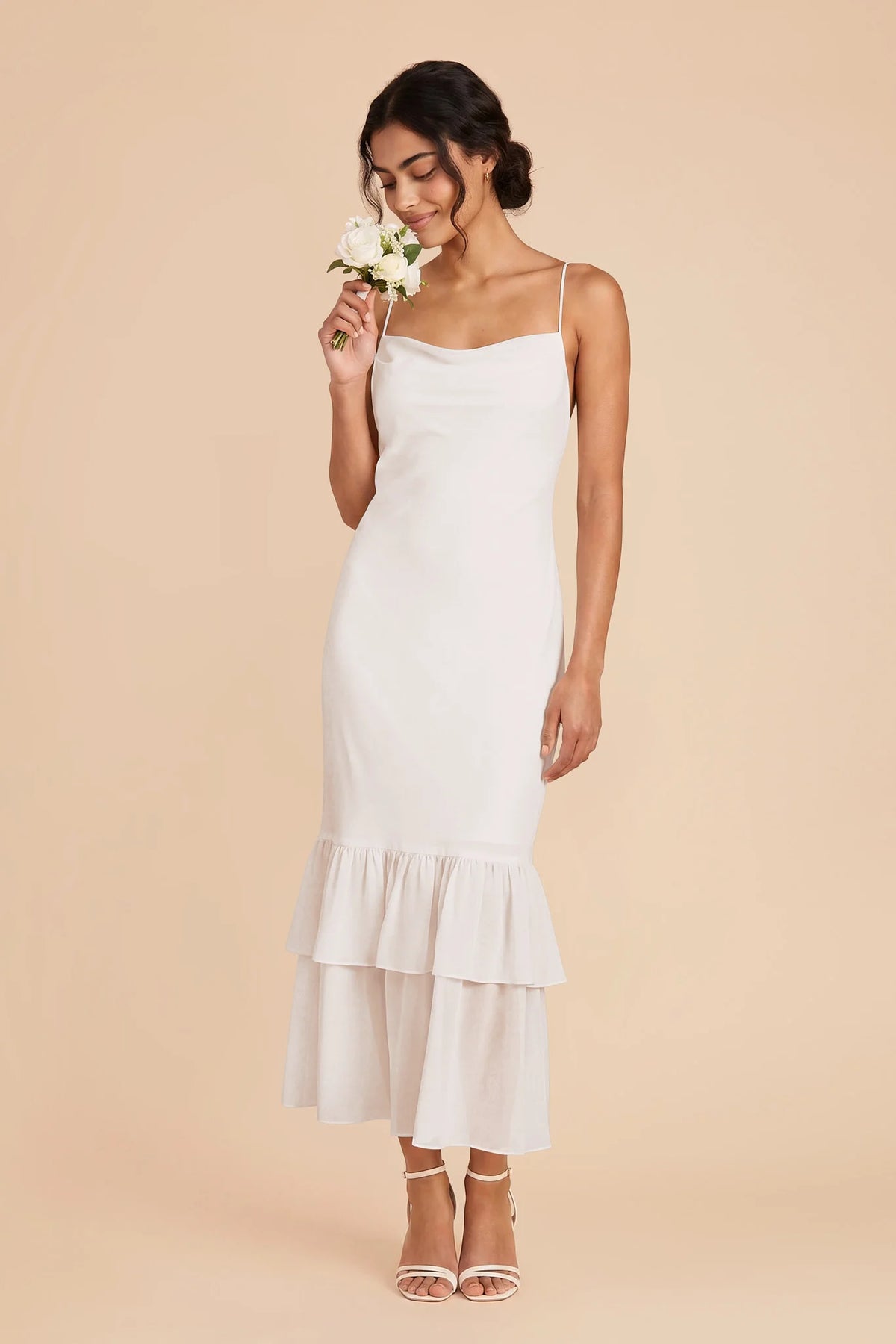 Liora White front view bridesmaid dress
