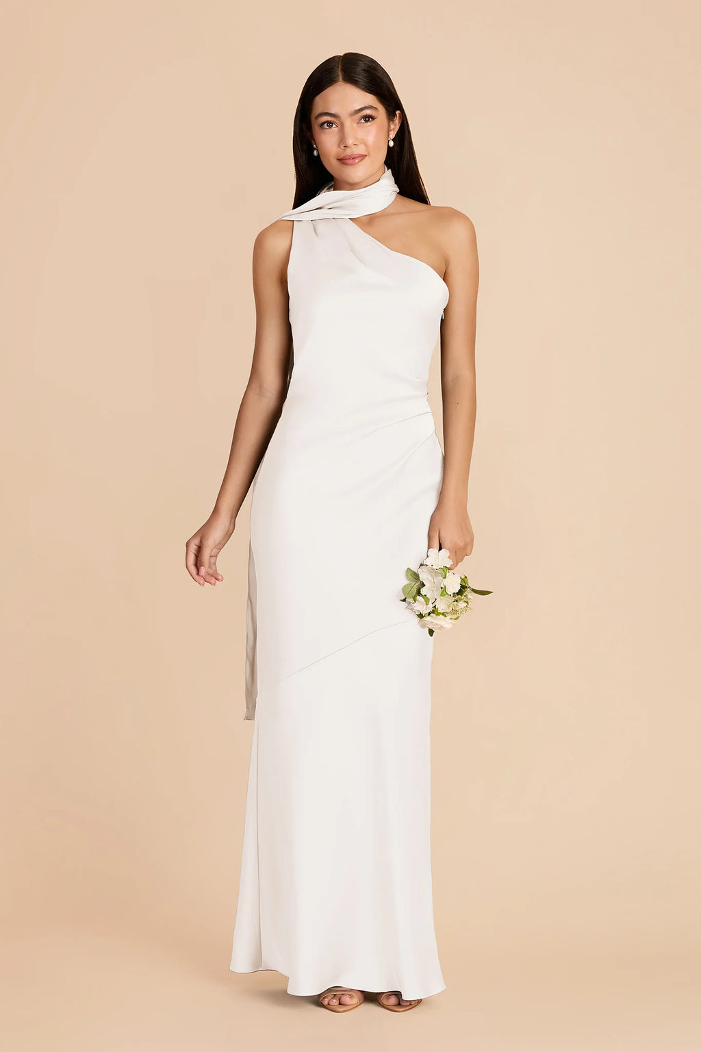 Ariadne White front view bridesmaid dress