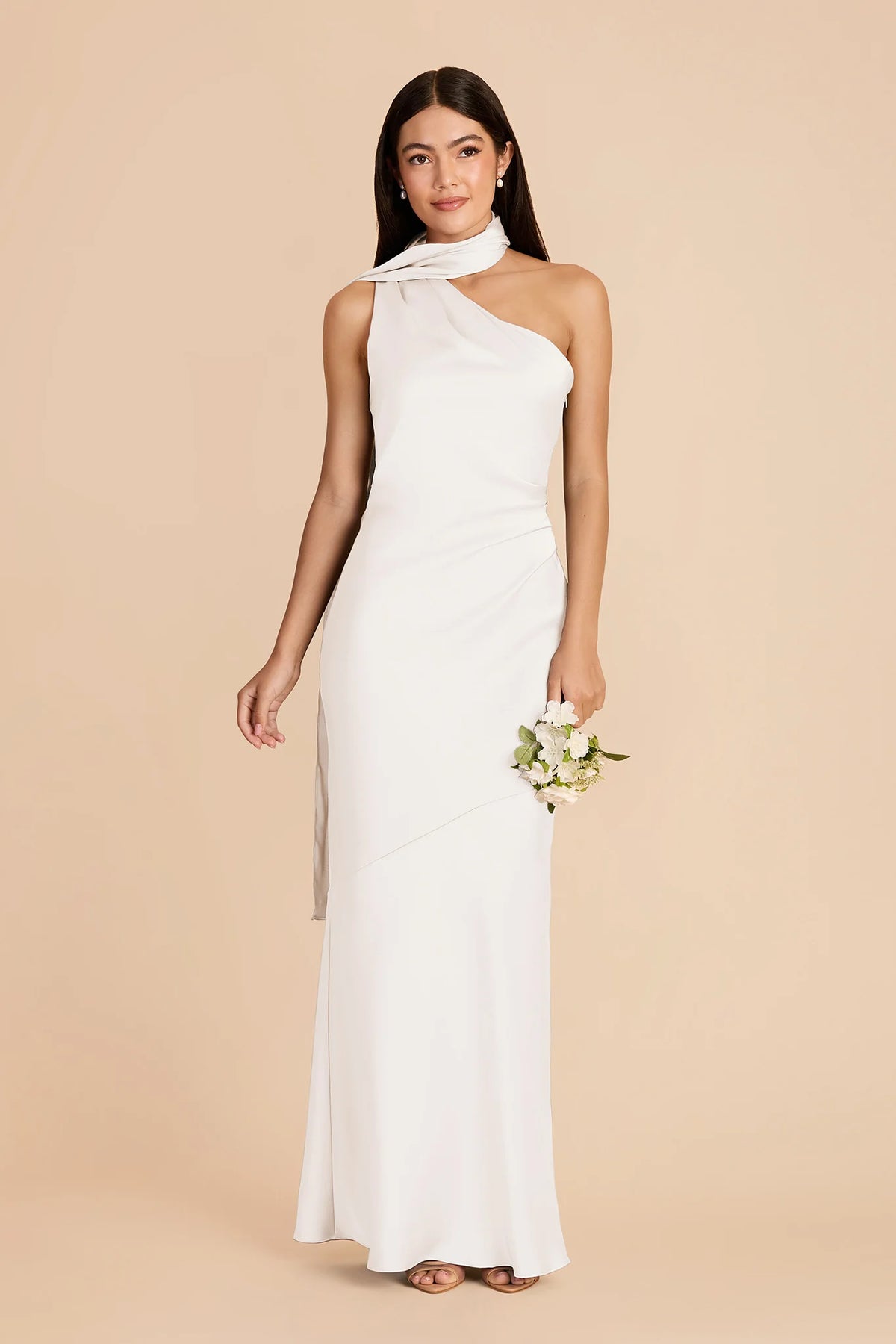Ariadne White front view bridesmaid dress