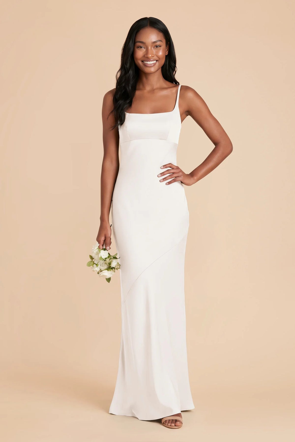 Noelle White front view bridesmaid dress