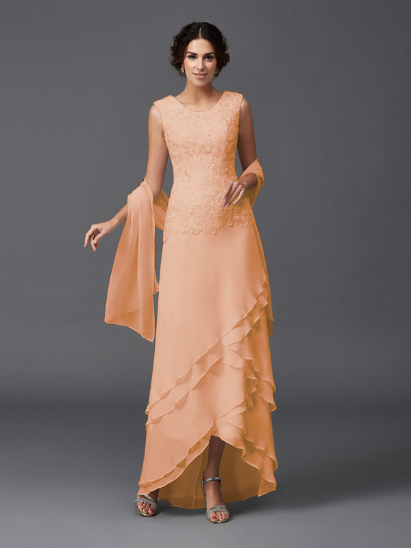 Hazel Marie Coral back view mother of the bride dress