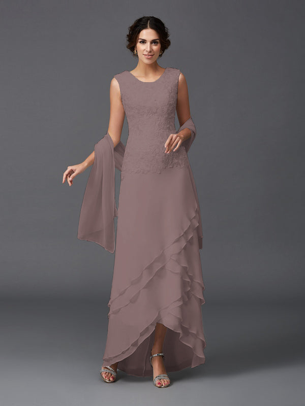 Hazel Marie Steel Blue side view mother of the bride dress