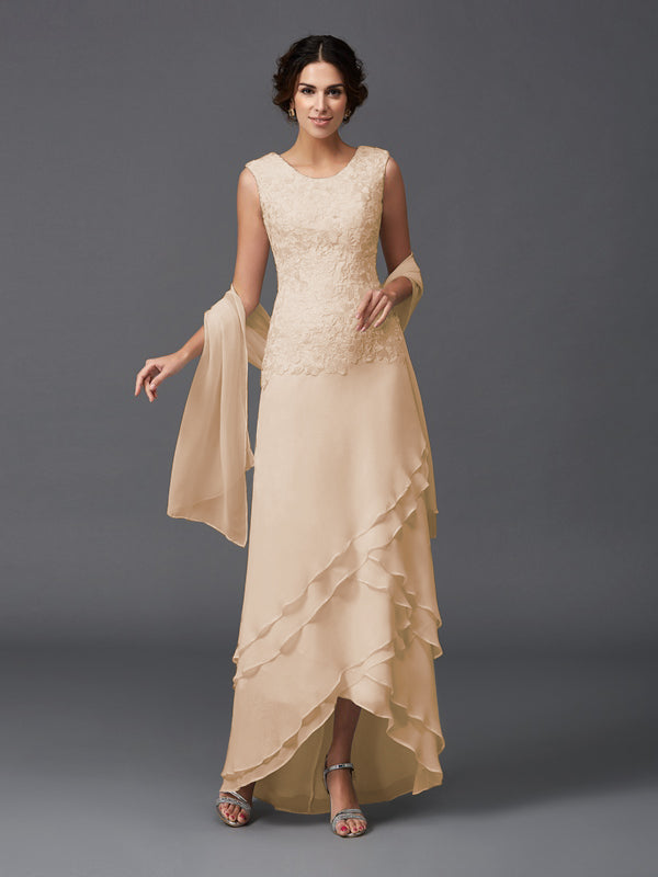 Hazel Marie Peach back view mother of the bride dress