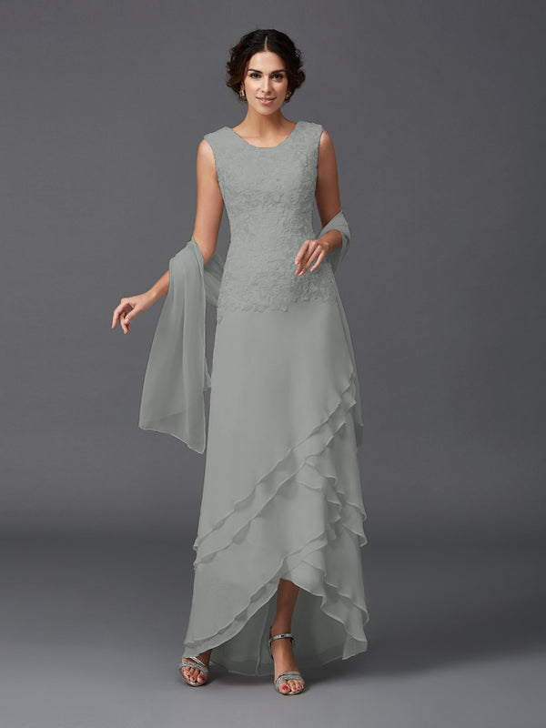 Hazel Marie Silver front view mother of the bride dress