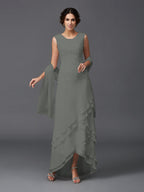Hazel Marie Steel Grey front view mother of the bride dress