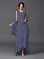 Hazel Marie Steel Blue back view mother of the bride dress