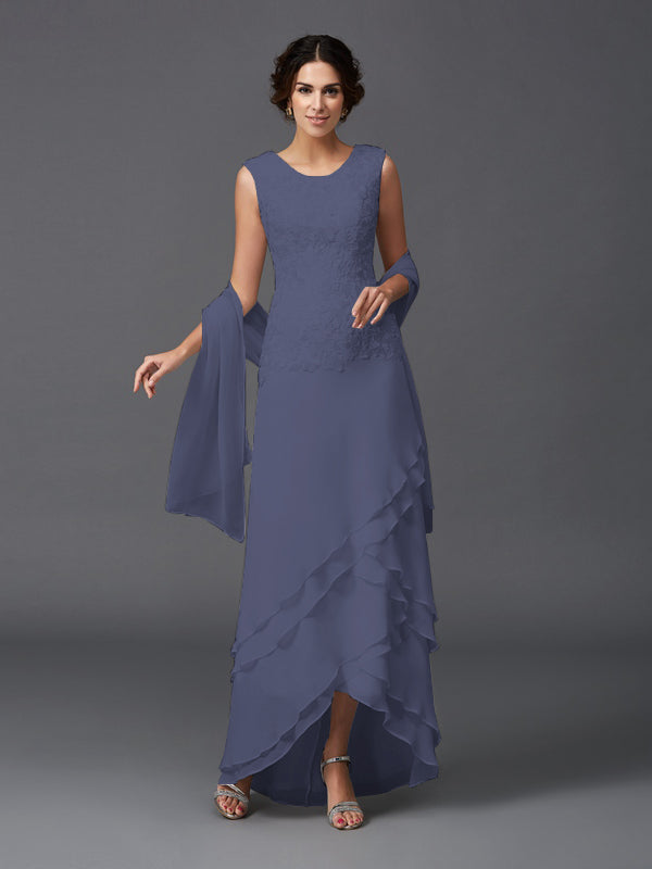 Hazel Marie Steel Blue back view mother of the bride dress