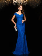 Natalie Rose Navy Blue front view mother of the bride dress