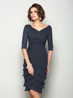Violet Mae Navy Blue front view mother of the bride dress